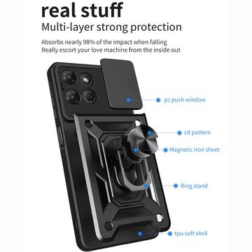 Motorola Moto G Power (2025) Roterende Ring Hybrid Cover med Kameraskjold - Rødguld