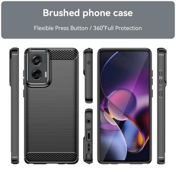 Motorola Moto G Stylus 5G (2024) Børstet TPU Cover - Karbonfiber - Sort