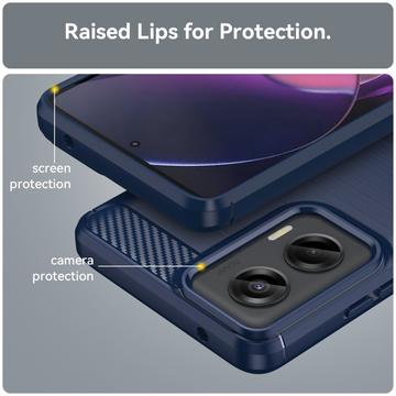 Motorola Moto G Stylus 5G (2024) Børstet TPU Cover - Karbonfiber - Blå