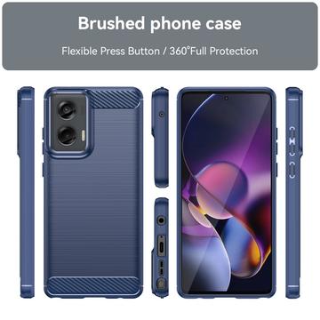 Motorola Moto G Stylus 5G (2024) Børstet TPU Cover - Karbonfiber - Blå