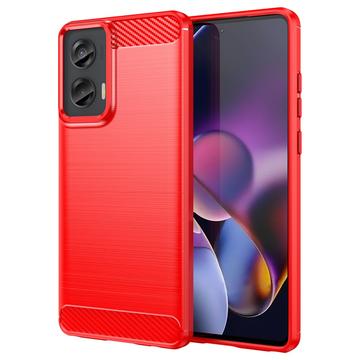 Motorola Moto G Stylus 5G (2024) Børstet TPU Cover - Karbonfiber - Rød