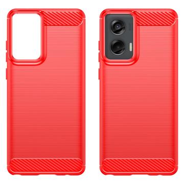 Motorola Moto G Stylus 5G (2024) Børstet TPU Cover - Karbonfiber - Rød