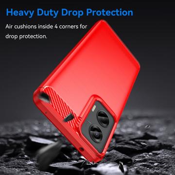 Motorola Moto G Stylus 5G (2024) Børstet TPU Cover - Karbonfiber - Rød