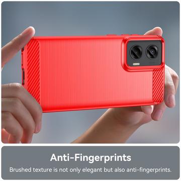 Motorola Moto G Stylus 5G (2024) Børstet TPU Cover - Karbonfiber - Rød