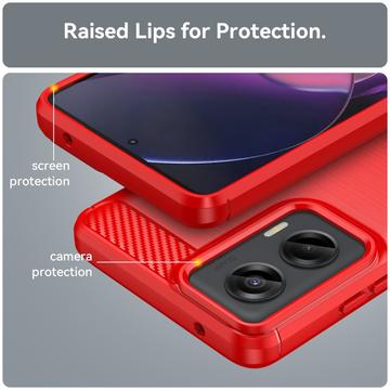 Motorola Moto G Stylus 5G (2024) Børstet TPU Cover - Karbonfiber - Rød