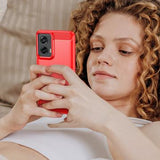 Motorola Moto G Stylus 5G (2024) Børstet TPU Cover - Karbonfiber - Rød