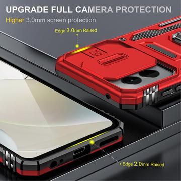 Motorola Moto G Stylus 5G (2024) Roterende Ring Hybrid Cover med Kameraskjold - Rød