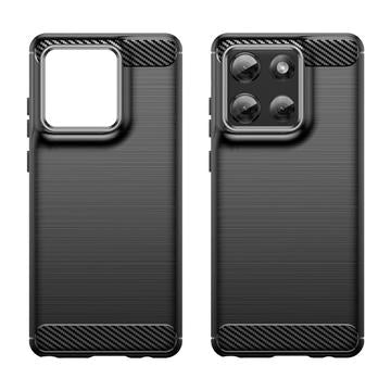 Motorola Moto G Stylus 5G (2025) Børstet TPU Cover - Karbonfiber - Sort