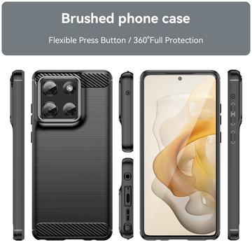 Motorola Moto G Stylus 5G (2025) Børstet TPU Cover - Karbonfiber - Sort