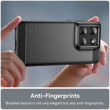 Motorola Moto G Stylus 5G (2025) Børstet TPU Cover - Karbonfiber - Sort