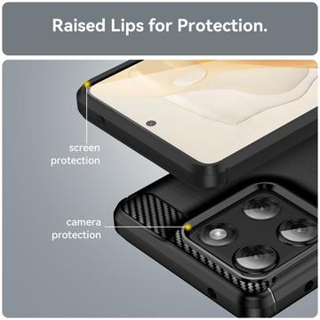 Motorola Moto G Stylus 5G (2025) Børstet TPU Cover - Karbonfiber - Sort