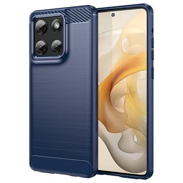 Motorola Moto G Stylus 5G (2025) Børstet TPU Cover - Karbonfiber - blå