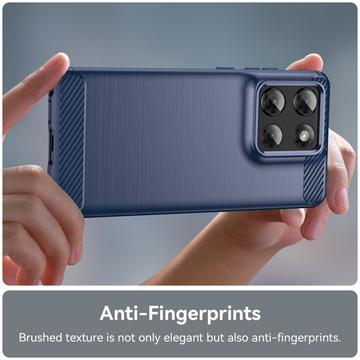 Motorola Moto G Stylus 5G (2025) Børstet TPU Cover - Karbonfiber - blå