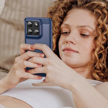 Motorola Moto G Stylus 5G (2025) Børstet TPU Cover - Karbonfiber - blå