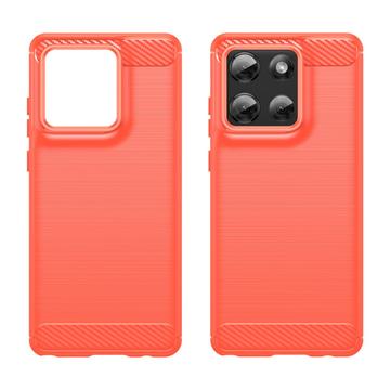 Motorola Moto G Stylus 5G (2025) Børstet TPU Cover - Karbonfiber - rød