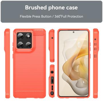 Motorola Moto G Stylus 5G (2025) Børstet TPU Cover - Karbonfiber - rød