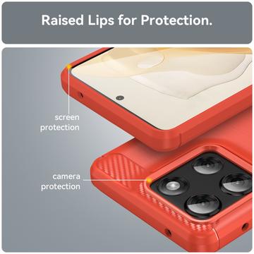 Motorola Moto G Stylus 5G (2025) Børstet TPU Cover - Karbonfiber - rød