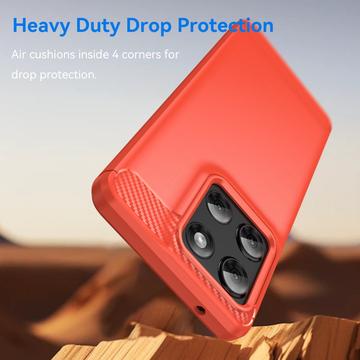 Motorola Moto G Stylus 5G (2025) Børstet TPU Cover - Karbonfiber - rød