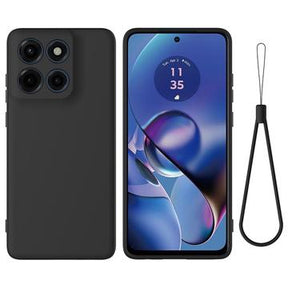 Motorola Moto G Stylus 5G (2025) Flydende silikone cover med håndrem - sort