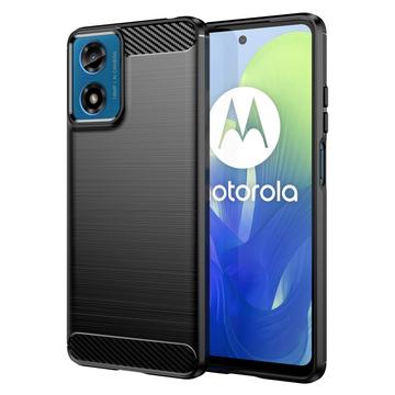 Motorola Moto G04/G24 Børstet TPU Cover - Karbonfiber - Sort