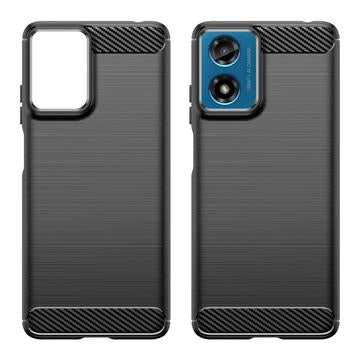 Motorola Moto G04/G24 Børstet TPU Cover - Karbonfiber - Sort