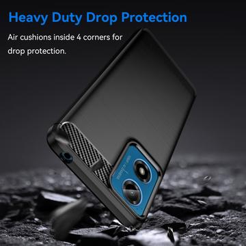 Motorola Moto G04/G24 Børstet TPU Cover - Karbonfiber - Sort