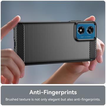 Motorola Moto G04/G24 Børstet TPU Cover - Karbonfiber - Sort