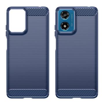 Motorola Moto G04/G24 Børstet TPU Cover - Karbonfiber - Blå