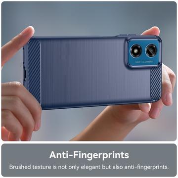 Motorola Moto G04/G24 Børstet TPU Cover - Karbonfiber - Blå