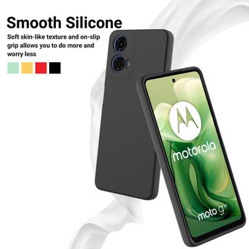 Motorola Moto G04/G24 Liquid Silikone Cover med Strop - Sort