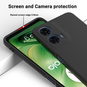 Motorola Moto G04/G24 Liquid Silikone Cover med Strop - Sort