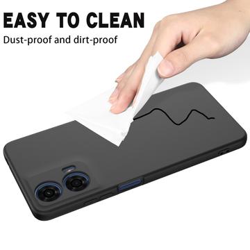 Motorola Moto G04/G24 Liquid Silikone Cover med Strop - Sort