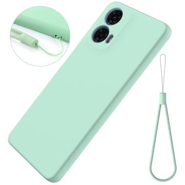 Motorola Moto G04/G24 Liquid Silikone Cover med Strop - Grøn