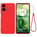 Motorola Moto G04/G24 Liquid Silikone Cover med Strop - Rød