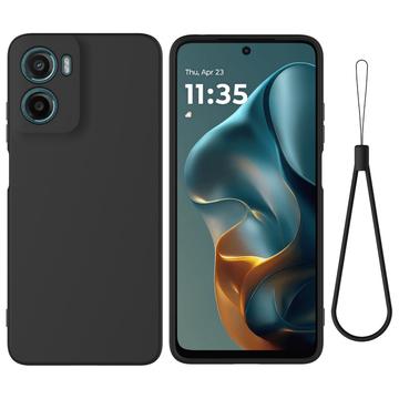Motorola Moto G05/E15 Flydende silikone cover med håndrem - sort