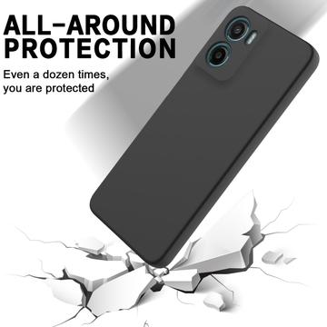 Motorola Moto G05/E15 Flydende silikone cover med håndrem - sort