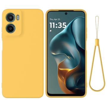 Motorola Moto G05/E15 Flydende silikone cover med håndrem - gul