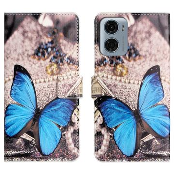Motorola Moto G05/E15 Style Series Pung Taske - Blå Sommerfugl