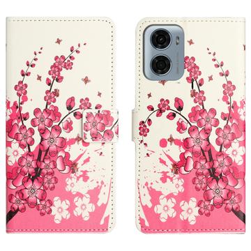 Motorola Moto G05/E15 Style Series Pung Taske - Pink Blomster