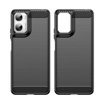 Motorola Moto G06/G06 Power Børstet TPU Cover - Karbonfiber - Sort