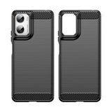 Motorola Moto G06/G06 Power Børstet TPU Cover - Karbonfiber - Sort