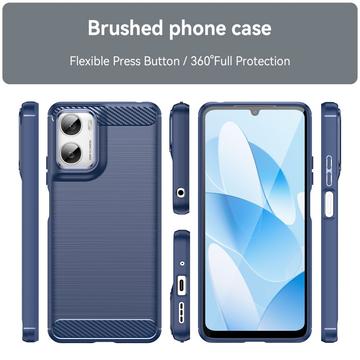 Motorola Moto G06/G06 Power Børstet TPU Cover - Karbonfiber - blå
