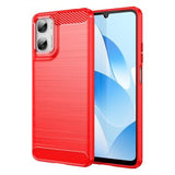 Motorola Moto G06/G06 Power Børstet TPU Cover - Karbonfiber - rød