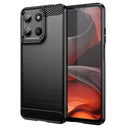 Motorola Moto G15 Børstet TPU Cover - Karbonfiber - Sort