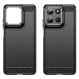Motorola Moto G15 Børstet TPU Cover - Karbonfiber - Sort
