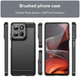 Motorola Moto G15 Børstet TPU Cover - Karbonfiber - Sort