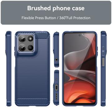Motorola Moto G15 Børstet TPU Cover - Karbonfiber - Blå