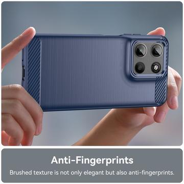 Motorola Moto G15 Børstet TPU Cover - Karbonfiber - Blå