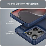 Motorola Moto G15 Børstet TPU Cover - Karbonfiber - Blå