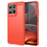 Motorola Moto G15 Børstet TPU Cover - Karbonfiber - Rød